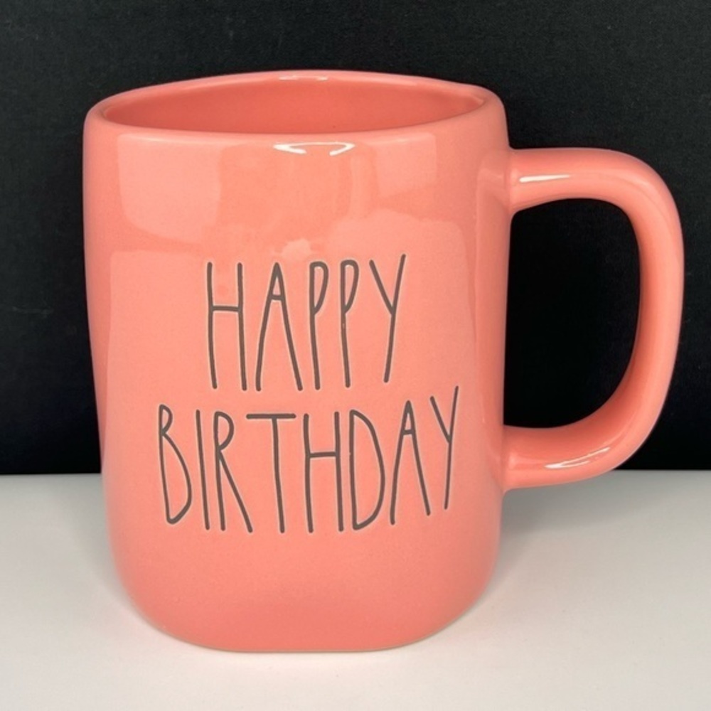 Rae Dunn - 3/$48 - ‘Happy Birthday’ ceramic mug. Salmon. NWT